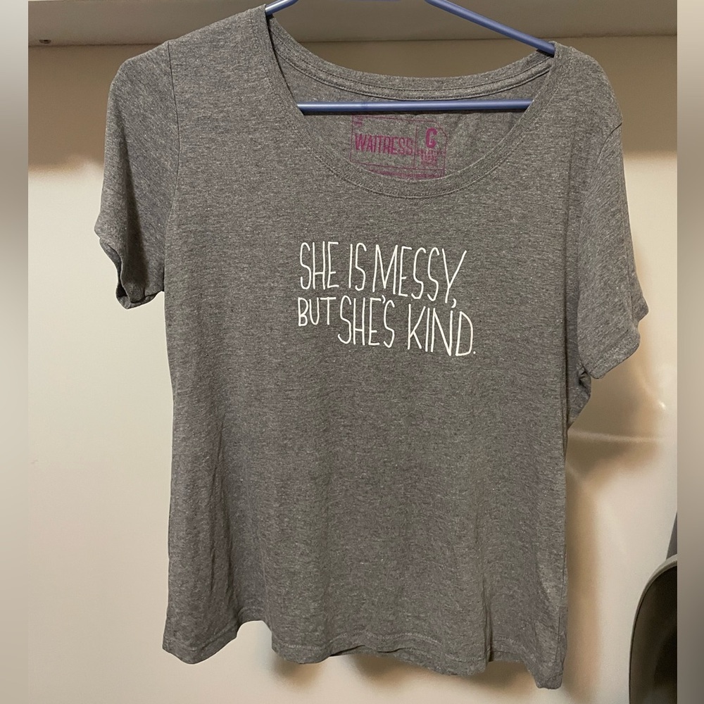 Gray Waitress the musical Tee with Relaxed Fit and Short Sleeves